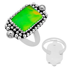 4.60cts back closed volcano aurora opal octagan 925 silver ring size 7 n53778