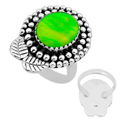 4.22cts back closed volcano aurora opal oval 925 silver leaf ring size 6 n53999