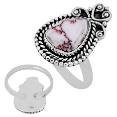 5.60cts back closed white wild horse magnesite 925 silver ring size 9.5 n37529
