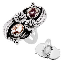 6.01cts back closed white wild horse magnesite 925 silver ring size 8.5 n38574