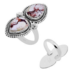 10.54cts back closed white wild horse magnesite 925 silver ring size 7 n52413
