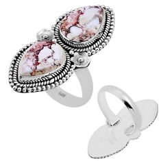 12.11cts back closed white wild horse magnesite pear silver ring size 6.5 n52415