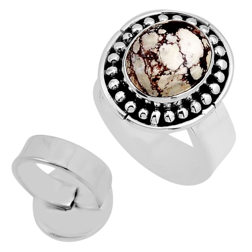5.57cts back closed wild horse magnesite silver adjustable ring size 6 c33489