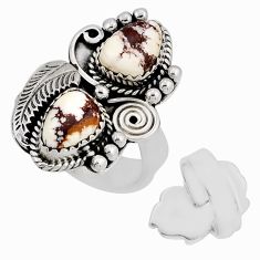 5.42cts back closed wild horse magnesite silver adjustable ring size 8 c33347