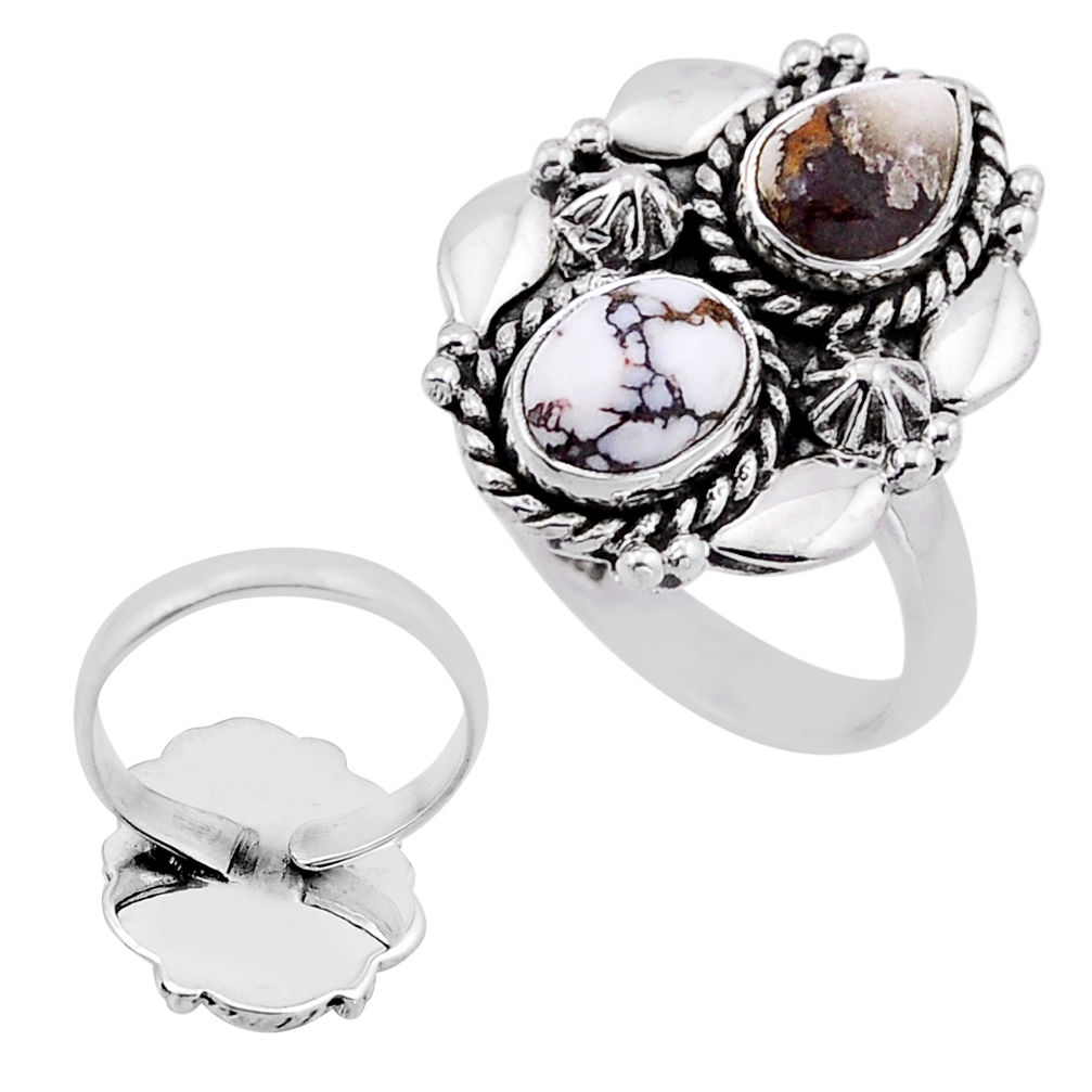 4.26cts back closed wild horse magnesite silver adjustable ring size 8 n48920