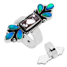 7.41cts back closed wild horse magnesite sterling silver adjustable ring c35142