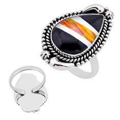 14.60cts back clsoed strip opal 925 sterling silver checkers ring size 9 n53606