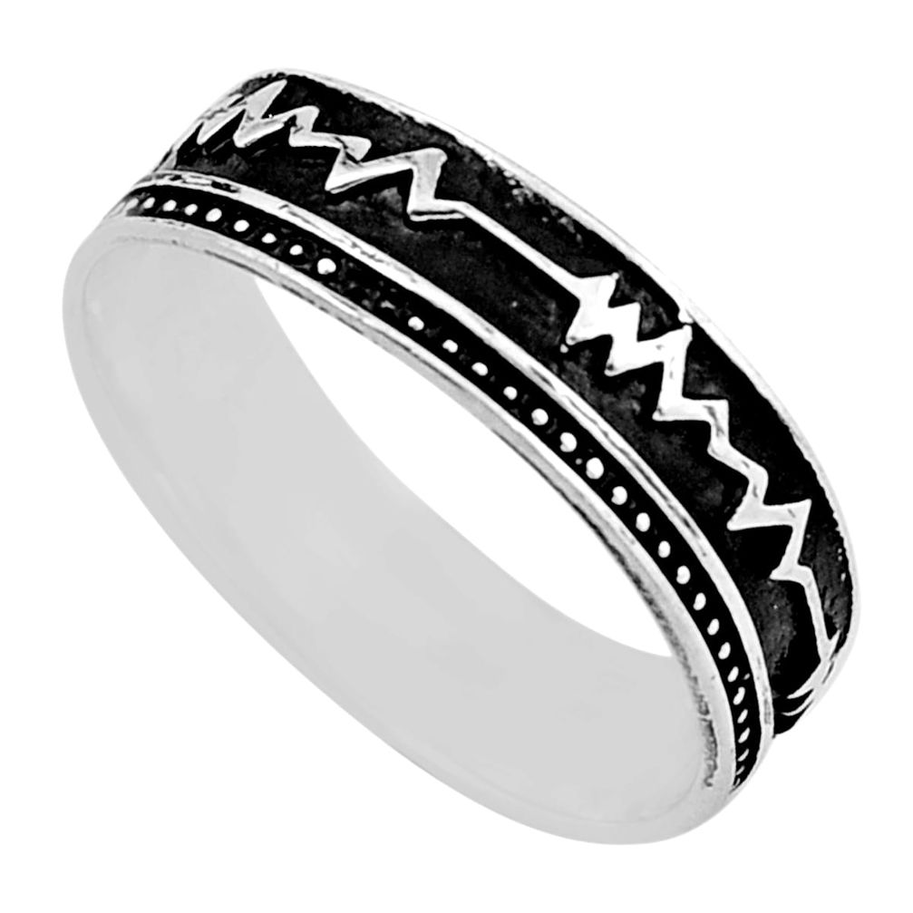 4.03gms band indonesian bali style solid silver ring jewelry size 11.5 y38018