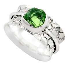 2.56cts band natural green apatite rough 925 silver spinner ring size 7 t90121