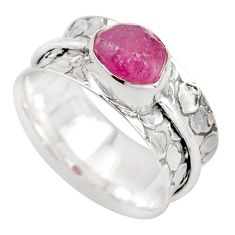 2.33cts band natural pink ruby rough 925 silver spinner ring size 8 t90122