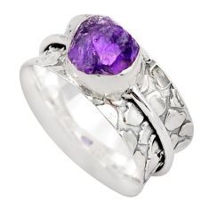 2.41cts band natural purple amethyst rough 925 silver spinner ring size 7 t90128