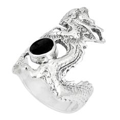 4.47gms black onyx enamel 925 sterling silver dragon ring size 6 c12624