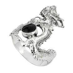 4.89gms black onyx enamel 925 sterling silver dragon ring size 6 c12636