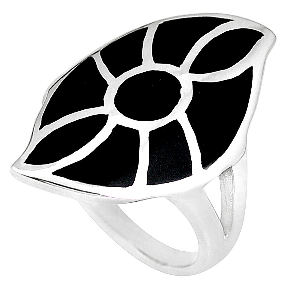 Black onyx enamel 925 sterling silver ring jewelry size 6.5 a75945 c13209