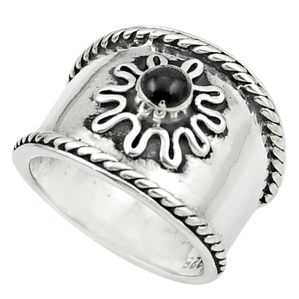 Black onyx enamel 925 sterling silver ring jewelry size 5 c12351