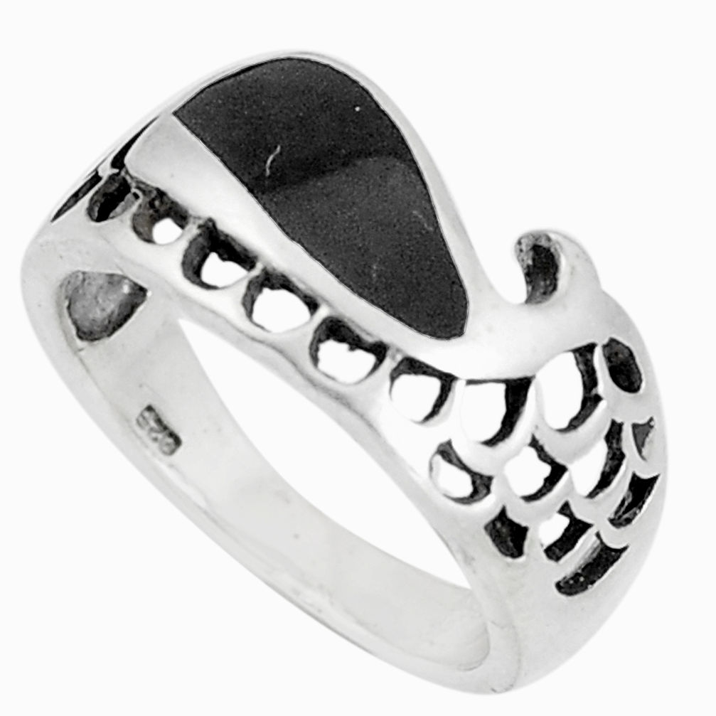 4.02gms black onyx enamel 925 sterling silver ring jewelry size 6 c12275