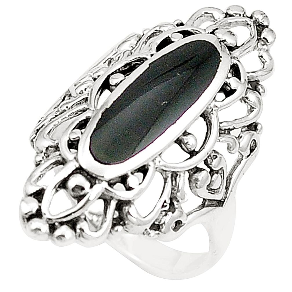 Black onyx enamel 925 sterling silver ring jewelry size 7 c12798