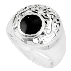 7.02gms black onyx enamel 925 sterling silver ring jewelry size 8 a93334 c13212