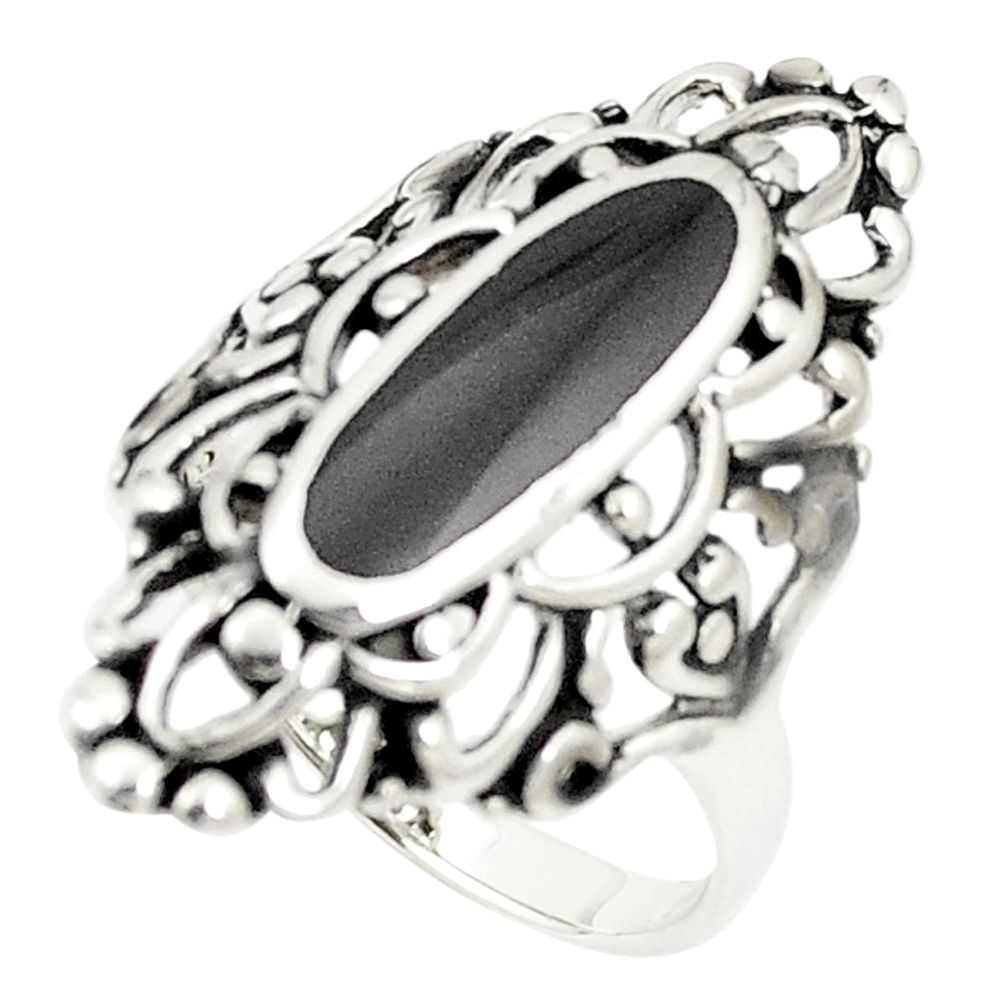 Black onyx enamel 925 sterling silver ring jewelry size 8 c12797
