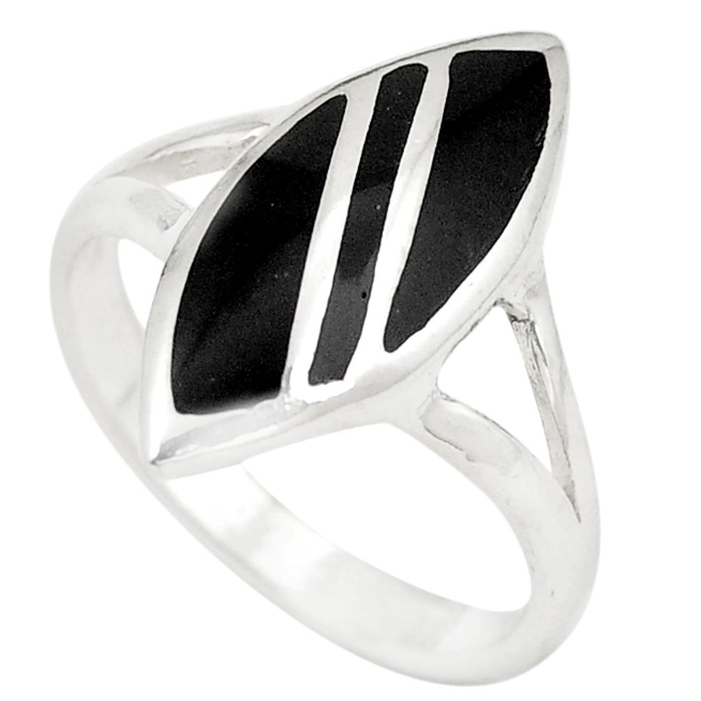 Black onyx enamel 925 sterling silver ring jewelry size 9 c12925