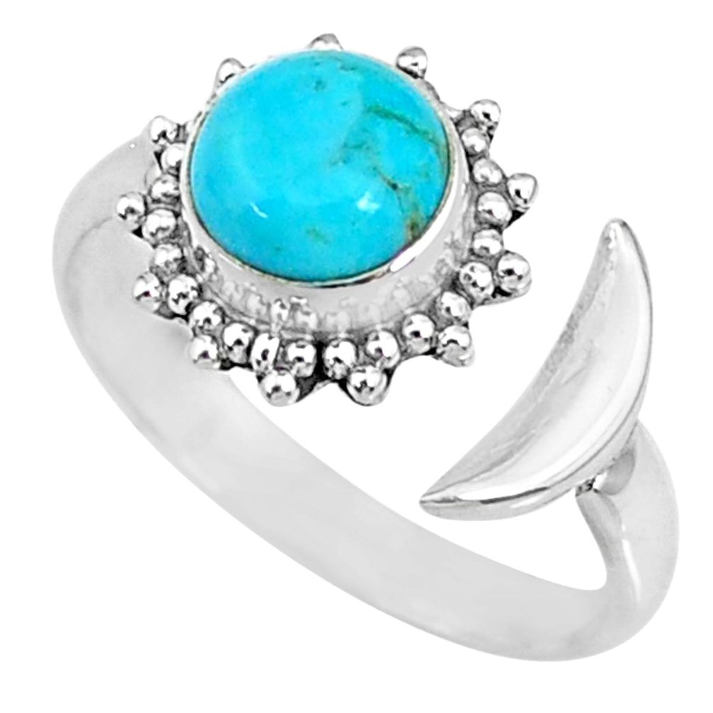 2.61cts blue arizona mohave turquoise 925 silver adjustable ring size 8 r74622