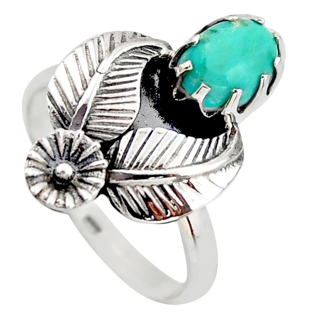 2.23cts blue arizona mohave turquoise 925 silver flower ring size 8 d46093