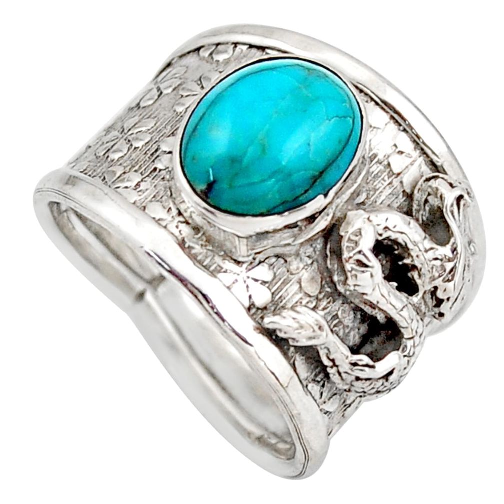 4.13cts blue arizona mohave turquoise 925 silver solitaire ring size 6.5 d45938