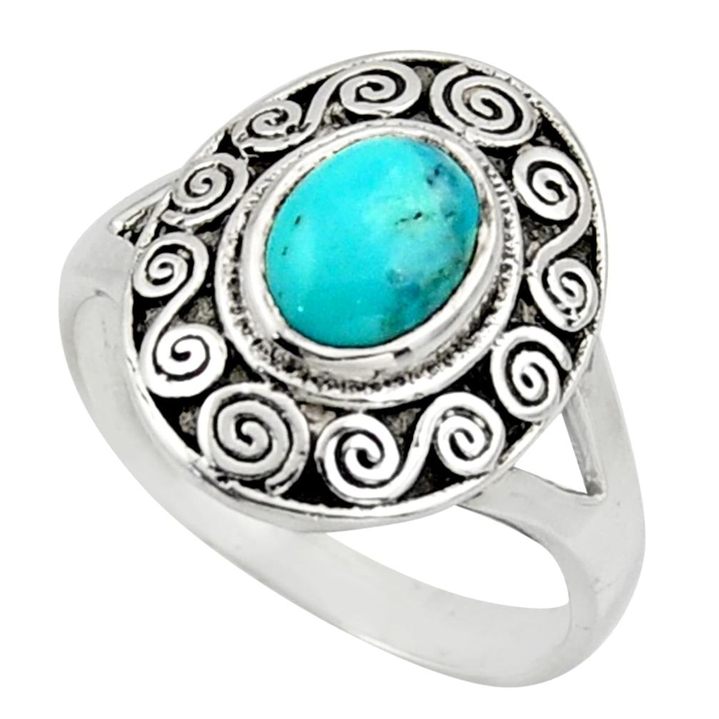2.02cts blue arizona mohave turquoise 925 silver solitaire ring size 7.5 r40922