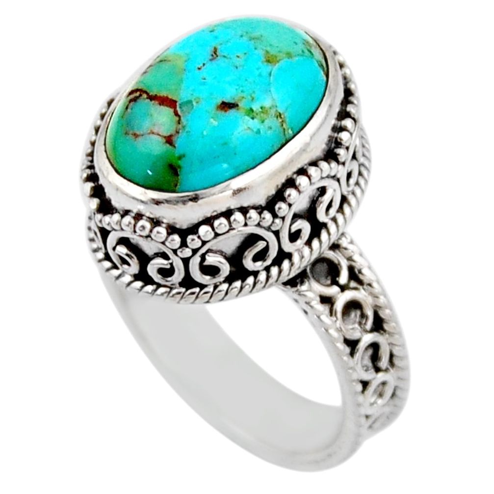 6.76cts blue arizona mohave turquoise 925 silver solitaire ring size 7.5 r53692