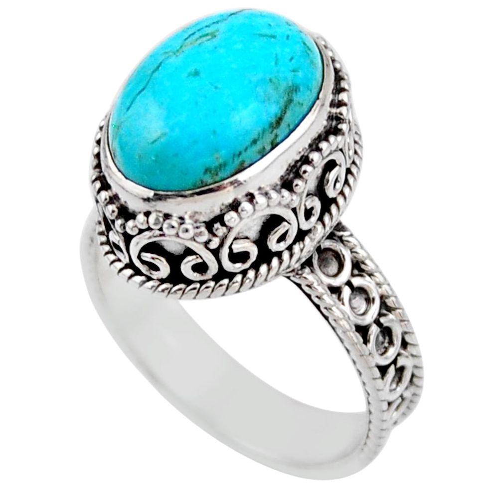 6.57cts blue arizona mohave turquoise 925 silver solitaire ring size 8.5 r53693