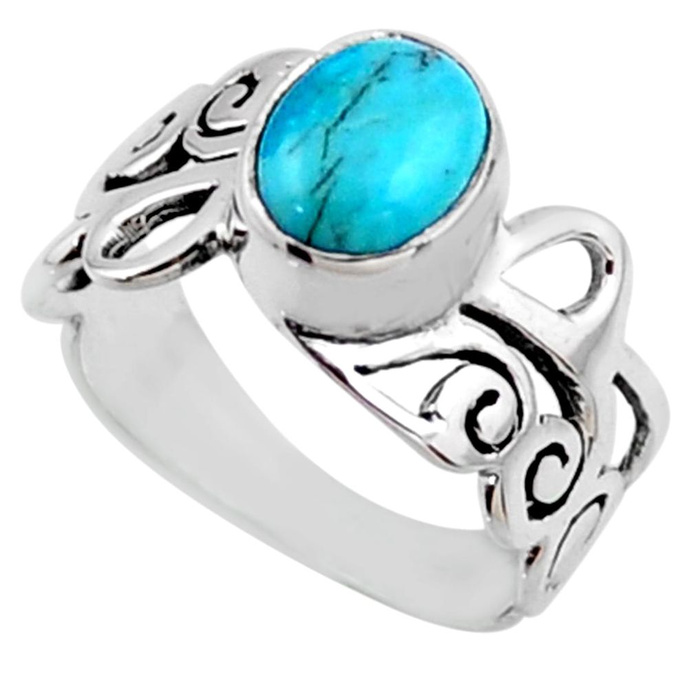 3.36cts blue arizona mohave turquoise 925 silver solitaire ring size 8.5 r54691