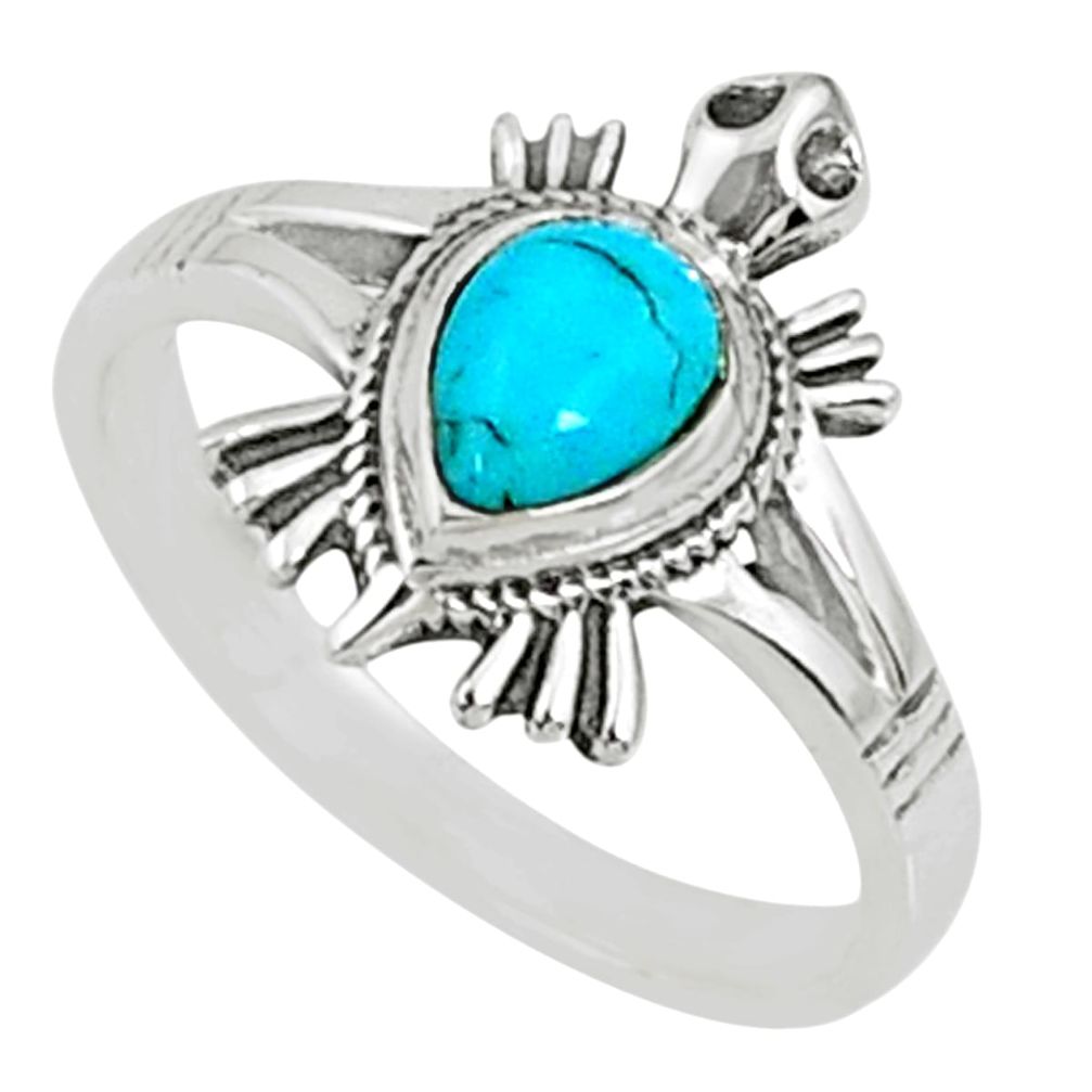 1.60cts blue arizona mohave turquoise 925 silver solitaire ring size 7.5 r68783