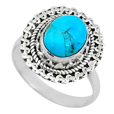 Clearance Sale- 3.98cts blue arizona mohave turquoise 925 silver solitaire ring size 7.5 r73411