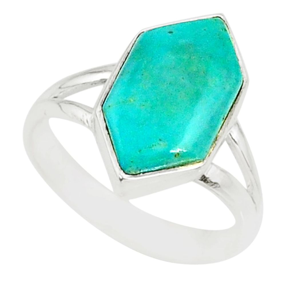 4.91cts blue arizona mohave turquoise 925 silver solitaire ring size 6 r80226