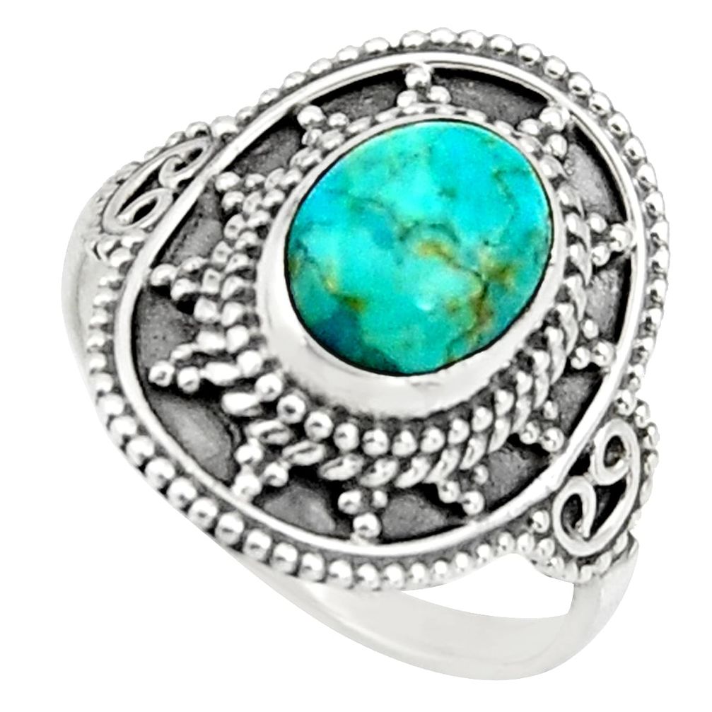 2.71cts blue arizona mohave turquoise 925 silver solitaire ring size 7 r26771