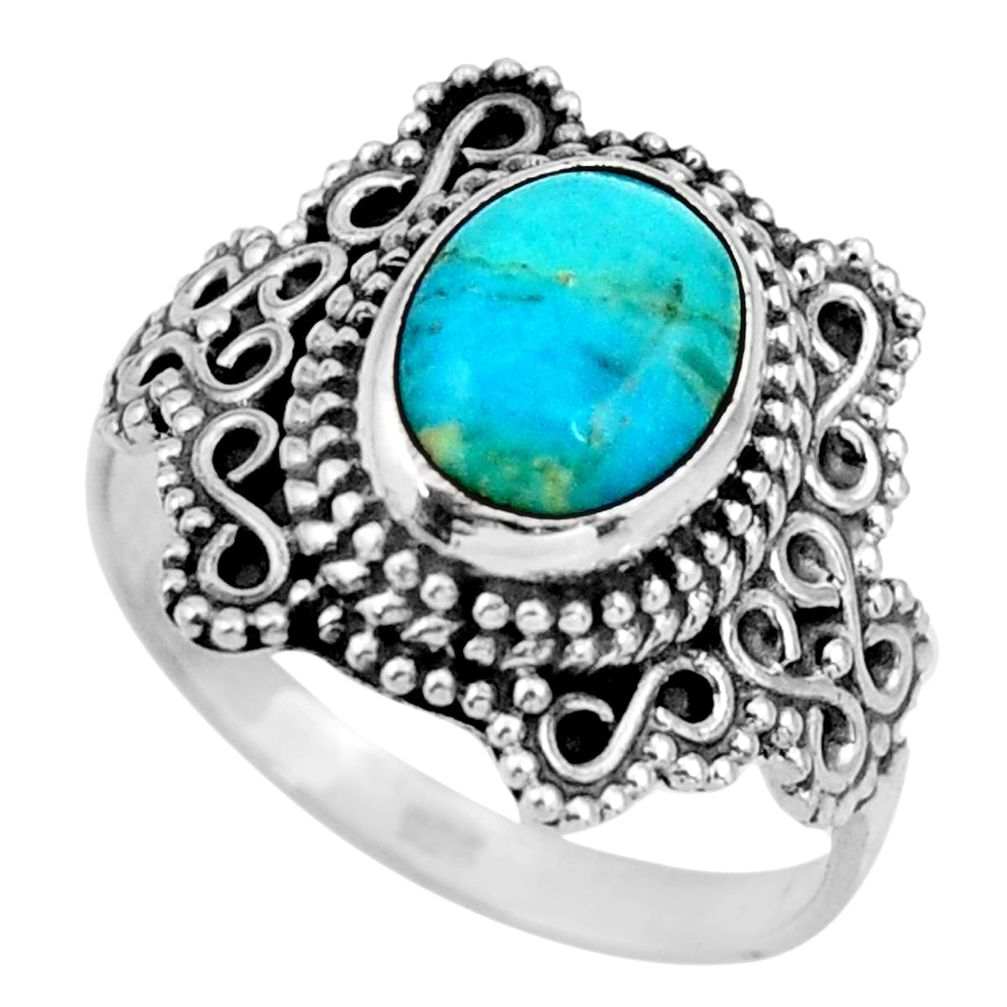 3.11cts blue arizona mohave turquoise 925 silver solitaire ring size 7 r26991