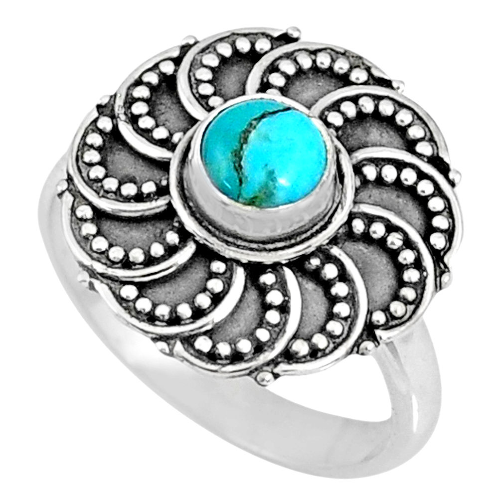 0.85cts blue arizona mohave turquoise 925 silver solitaire ring size 7 r57886