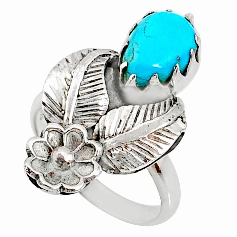 2.51cts blue arizona mohave turquoise 925 silver solitaire ring size 7 r67488