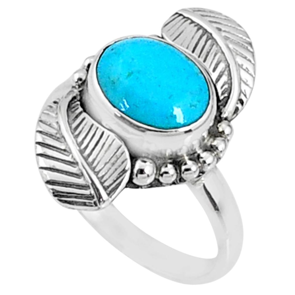 4.02cts blue arizona mohave turquoise 925 silver solitaire ring size 8 r67314