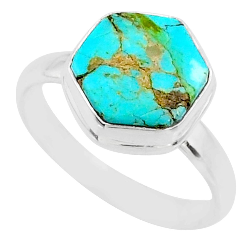 5.52cts blue arizona mohave turquoise 925 silver solitaire ring size 8 r80140