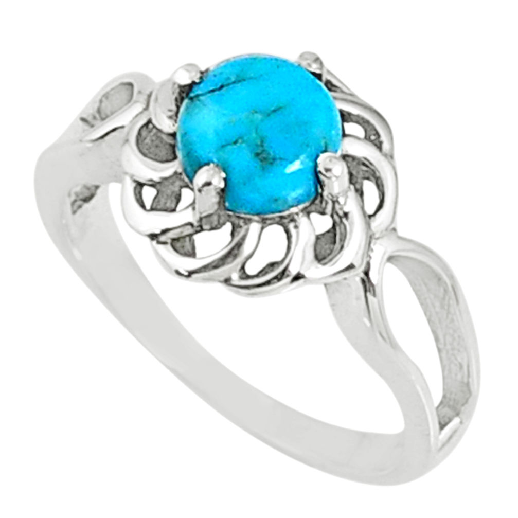 2.44cts blue arizona mohave turquoise 925 silver solitaire ring size 9 r68681