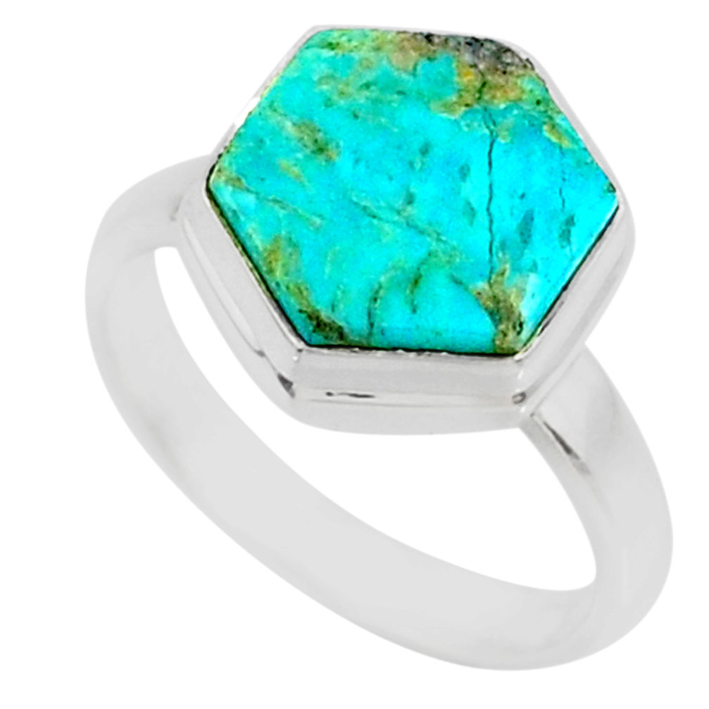 5.22cts blue arizona mohave turquoise 925 sterling silver ring size 6 r80090