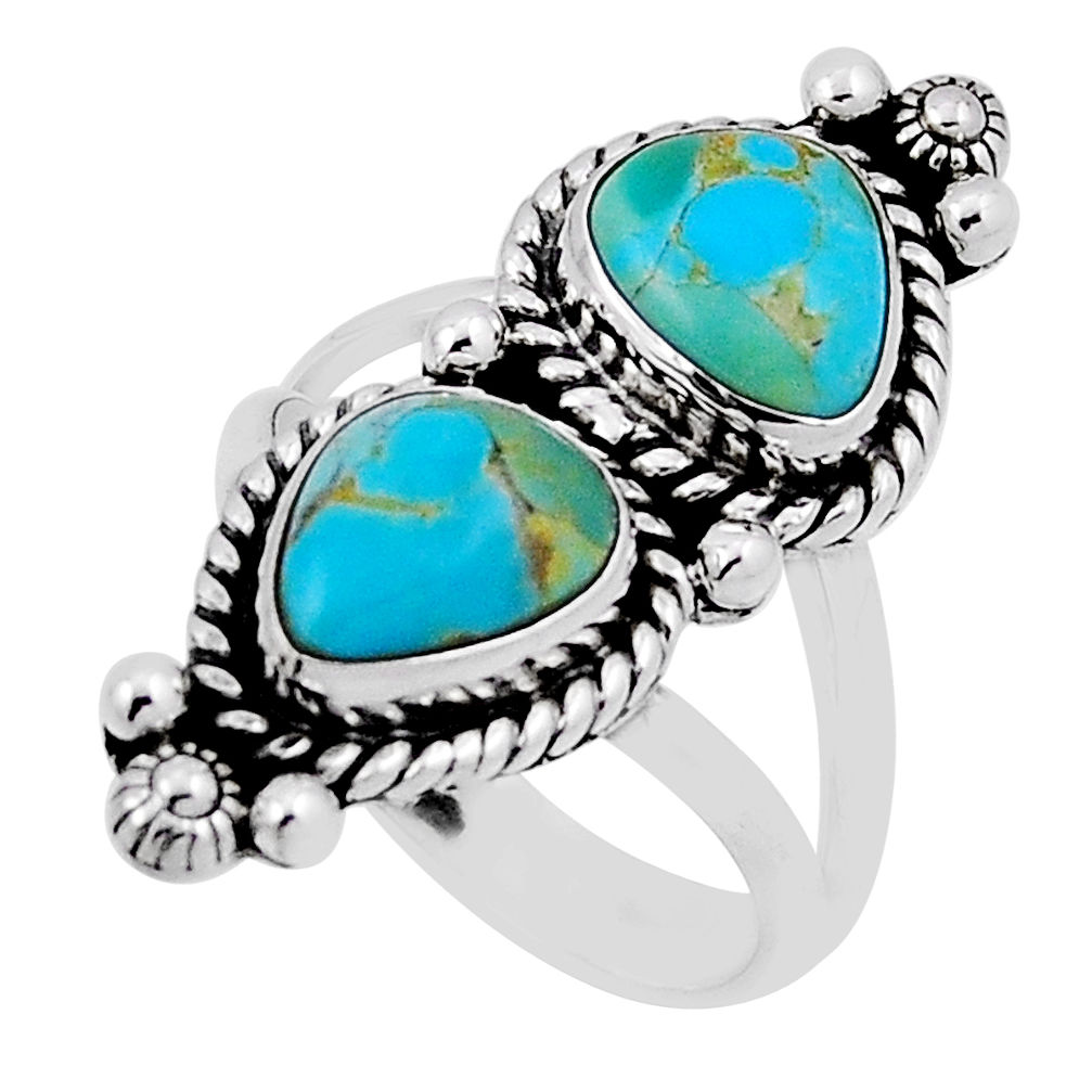 5.14cts blue arizona mohave turquoise 925 sterling silver ring size 7 n33470
