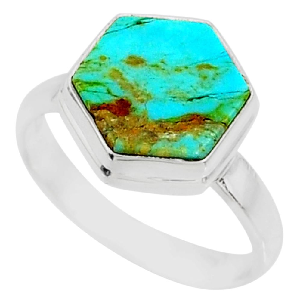 5.15cts blue arizona mohave turquoise 925 sterling silver ring size 7 r80092