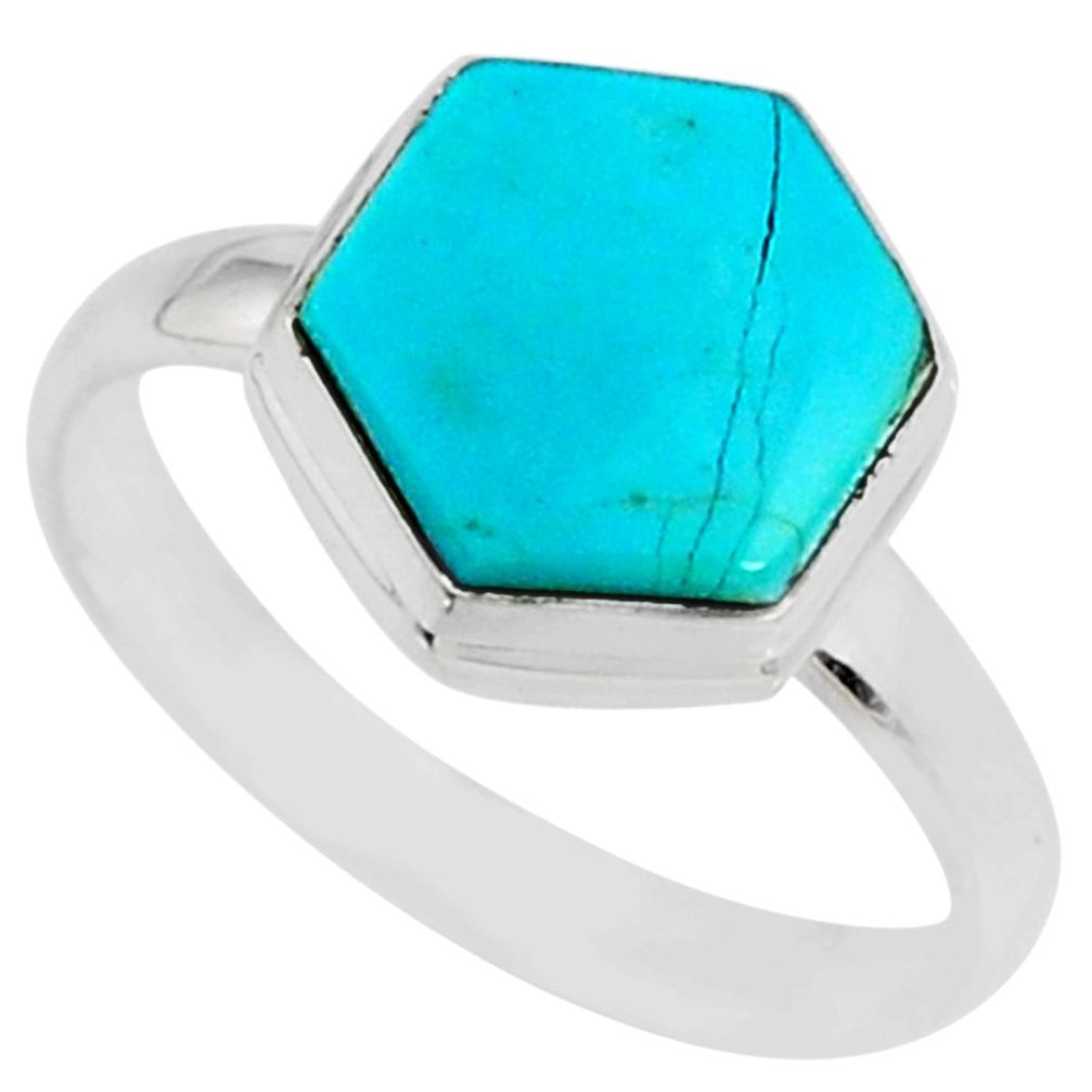 5.43cts blue arizona mohave turquoise 925 sterling silver ring size 9 r80086