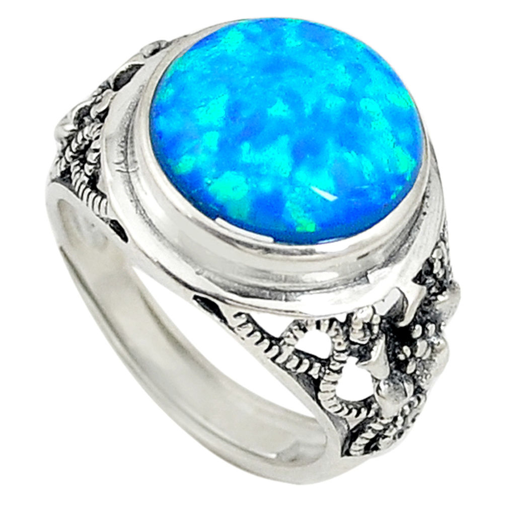 LAB Blue australian opal (lab) 925 silver adjustable ring size 6.5 a73622 c24426