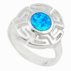 LAB Blue australian opal (lab) enamel 925 silver ring jewelry size 7 a73495 c24478