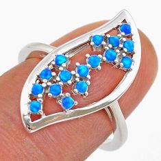 0.37cts blue australian opal (lab) round 925 sterling silver ring size 7 c29000