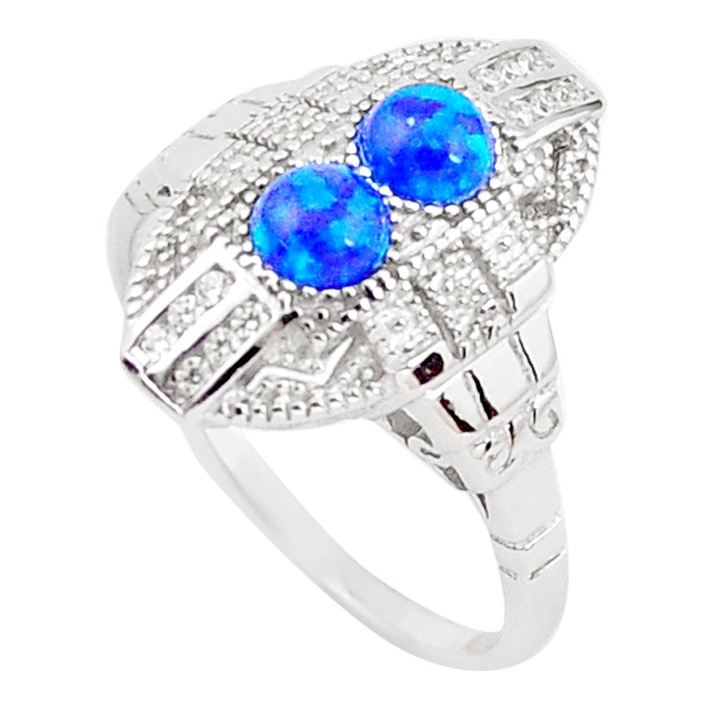 LAB LAB 1.54cts blue australian opal (lab) topaz 925 silver ring size 7 a96672 c24488