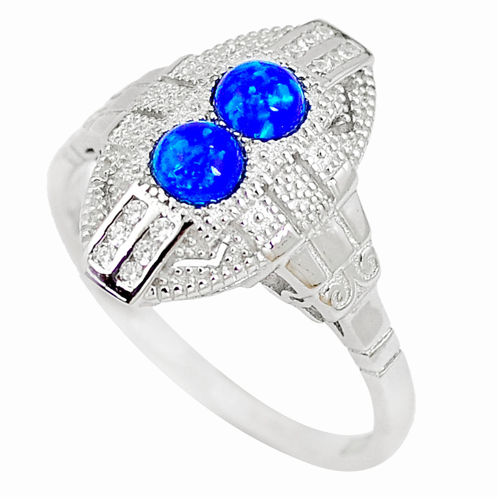 LAB LAB 1.61cts blue australian opal (lab) topaz 925 silver ring size 9 a89041 c24494